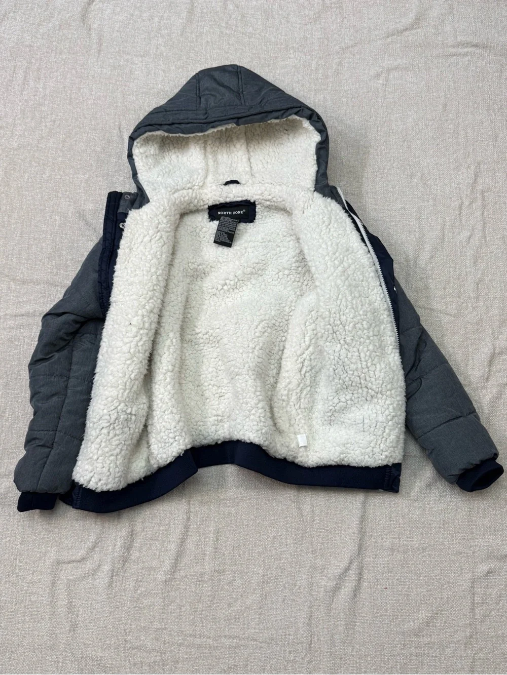 North Zone Sherpa Lined Puffer Hooded Jacket Kids 14 Gorpcore Winter Coat